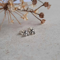 Barely There Silver Bee Stud Earrings for Second Hole Piercing, Hand Made by The Tiny Tree Frog Jewellery