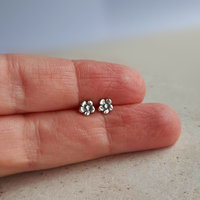 Oxidised Fine Silver Forget Me Not Flower Stud Earrings, Handmade by The Tiny Tree Frog Jewellery