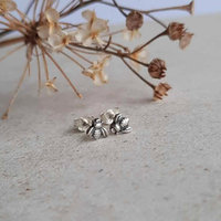 Oxidised Fine Silver Honey Bee Stud Earrings, Artisan Made by The Tiny Tree Frog Jewellery