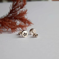 Boho style rustic reclaimed sterling silver star earrings, handcrafted by The Tiny Tree Frog Jewellery