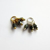 Black and Gold Czech Glass Triple Cluster Charm ~ Handmade by The Tiny Tree Frog Jewellery