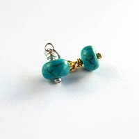 Turquoise Gemstone Rondelle Charm ~ December Birthstone ~ Handmade by The Tiny Tree Frog Jewellery