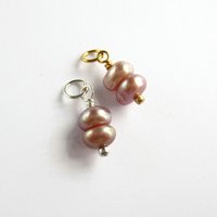 Double Pale Pink Freshwater Pearl Charm ~ June Birthstone ~ Handmade by The Tiny Tree Frog Jewellery