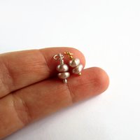 Double Pale Pink Freshwater Pearl Charm ~ June Birthstone ~ Handmade by The Tiny Tree Frog Jewellery