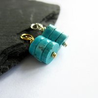Turquoise Gemstone Triple Stack Charm ~ December Birthstone ~ Handmade by The Tiny Tree Frog Jewellery