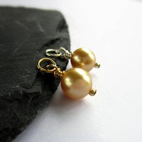Gold Crystal Pearl Charm ~ Handmade by The Tiny Tree Frog Jewellery
