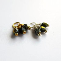 Black and Gold Czech Glass Triple Cluster Charm ~ Handmade by The Tiny Tree Frog Jewellery
