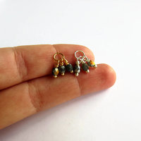 Black and Gold Czech Glass Triple Cluster Charm ~ Handmade by The Tiny Tree Frog Jewellery