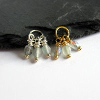 Frosted Crystal Czech Glass Triple Cluster Charm ~ Handmade by The Tiny Tree Frog Jewellery