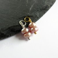 Double Pale Pink Freshwater Pearl Charm ~ June Birthstone ~ Handmade by The Tiny Tree Frog Jewellery