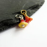 Orange and Yellow Czech Glass Flower Charm ~ Handmade by The Tiny Tree Frog Jewellery