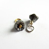 Tiny Grey Czech Glass Flower Charm ~ Handmade by The Tiny Tree Frog Jewellery
