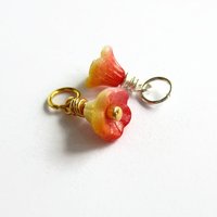 Orange and Yellow Czech Glass Flower Charm ~ Handmade by The Tiny Tree Frog Jewellery