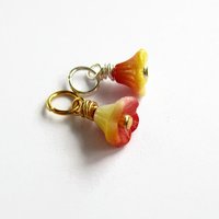Orange and Yellow Czech Glass Flower Charm ~ Handmade by The Tiny Tree Frog Jewellery