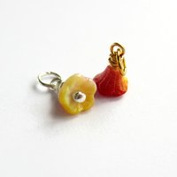 Orange and Yellow Czech Glass Flower Charm ~ Handmade by The Tiny Tree Frog Jewellery