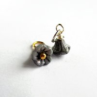 Tiny Grey Czech Glass Flower Charm ~ Handmade by The Tiny Tree Frog Jewellery