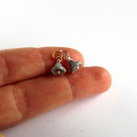 Tiny Grey Czech Glass Flower Charm ~ Handmade by The Tiny Tree Frog Jewellery