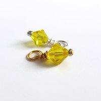 Citrine Yellow Crystal Charm ~ Handmade by The Tiny Tree Frog Jewellery