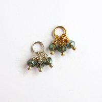 Green Czech Glass Triple Cluster Charm ~ Handmade by The Tiny Tree Frog Jewellery