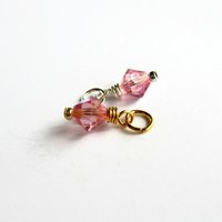 Light Rose AB Pink Crystal Wire Wrapped Charm ~ Handmade by The Tiny Tree Frog Jewellery