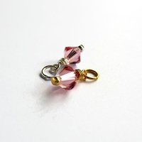 Light Rose AB Pink Crystal Wire Wrapped Charm ~ Handmade by The Tiny Tree Frog Jewellery