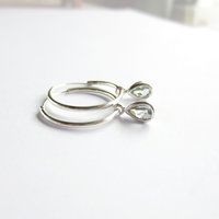 Sterling Silver Aquamarine Gemstone Teardrop Hoop Earrings ~ March Birthstone ~ Handmade by The Tiny Tree Frog Jewellery