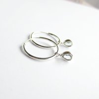 Sterling Silver Aquamarine Gemstone Teardrop Hoop Earrings ~ March Birthstone ~ Handmade by The Tiny Tree Frog Jewellery