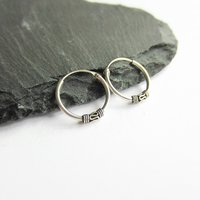 Pair of 14mm 925 Sterling Silver Bali Style Hoop Earrings ~ The Tiny Tree Frog Jewellery