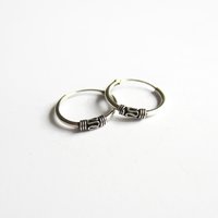 Pair of 14mm 925 Sterling Silver Bali Style Hoop Earrings ~ The Tiny Tree Frog Jewellery