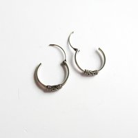 Pair of 14mm 925 Sterling Silver Bali Style Hoop Earrings ~ The Tiny Tree Frog Jewellery