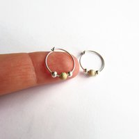 Sterling Silver and Gold Filled Stardust Bead Hoop Earrings ~ Handmade by The Tiny Tree Frog Jewellery