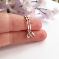 Sterling Silver Rose Quartz Gemstone Teardrop Hoop Earrings ~ Handmade by The Tiny Tree Frog Jewellery
