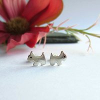 Fine Silver Terrier Dog Stud Earrings ~ Handmade by The Tiny Tree Frog Jewellery