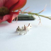 Fine Silver Terrier Dog Stud Earrings ~ Handmade by The Tiny Tree Frog Jewellery