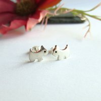 Fine Silver Terrier Dog Stud Earrings ~ Handmade by The Tiny Tree Frog Jewellery