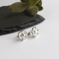 Tiny Fine Silver Daisy Stud Earrings ~ April Birth Flower ~ Handmade by The Tiny Tree Frog Jewellery