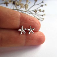 Fine Silver Star Flower Earrings ~ Handmade by The Tiny Tree Frog Jewellery