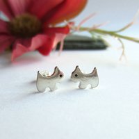 Fine Silver Terrier Dog Stud Earrings ~ Handmade by The Tiny Tree Frog Jewellery