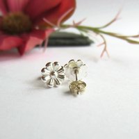 Fine Silver Daisy Stud Earrings ~ April Birth Flower ~ Handmade by The Tiny Tree Frog Jewellery