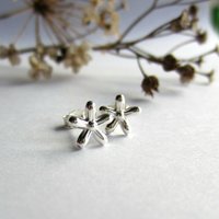 Fine Silver Star Flower Earrings ~ Handmade by The Tiny Tree Frog Jewellery