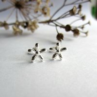 Fine Silver Star Flower Earrings ~ Handmade by The Tiny Tree Frog Jewellery
