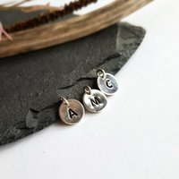 Sterling Silver Hand Stamped Initial Charm ~ Handmade by The Tiny Tree Frog Jewellery