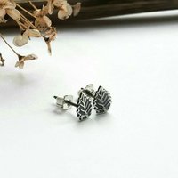 Oxidised Sterling Silver Leaf Earrings ~ Handmade by The Tiny Tree Frog Jewellery