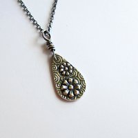 Oxidised Fine Silver Daisy Necklace - April Birth Flower ~ Handmade by The Tiny Tree Frog Jewellery