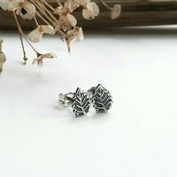 Oxidised Sterling Silver Leaf Earrings ~ Handmade by The Tiny Tree Frog Jewellery