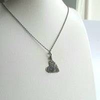 Oxidised Fine Silver Heart Shaped Flower Necklace ~ Handmade by The Tiny Tree Frog Jewellery