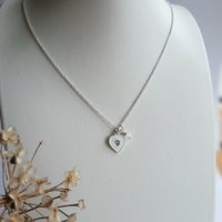 Silver Paw Print Heart Necklace with Rose Quartz Charm ~ Handmade by The Tiny Tree Frog Jewellery