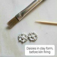 Oxidised Fine Silver Daisy Drop Earrings ~ April Birth Flower ~ Handmade by The Tiny Tree Frog Jewellery