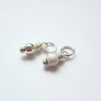 Sterling Silver Wire Wrapped Bead Charm ~ Shiny or Frosted Stardust Finish ~ Handmade by The Tiny Tree Frog Jewellery