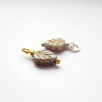 Purple and Gold Czech Glass Leaf Charm  ~ Handmade by The Tiny Tree Frog Jewellery